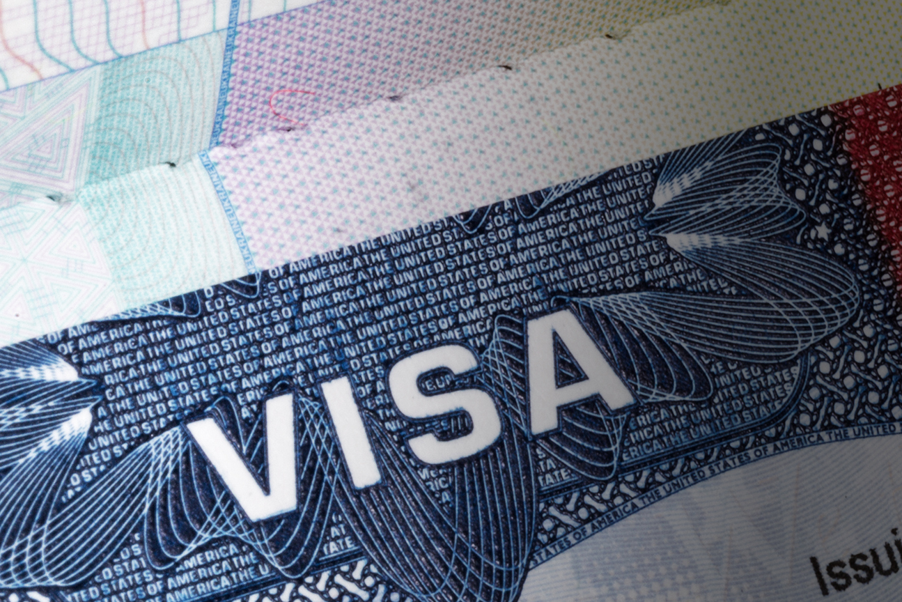 Close up image of a travel visa